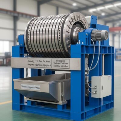 Оборудование для магнитной сепарации мощностью 1-10 тонн в час с частотой вибрации 70 об/мин и техническим руководством по установке, обеспечивающим эксплуатацию