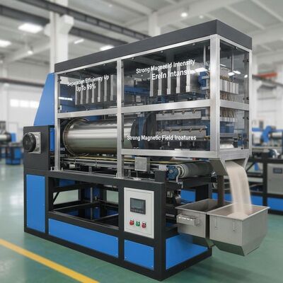 Сепарационная эффективность до 99% Сухой магнитный сепаратор с сильной интенсивностью магнитного поля и настраиваемыми характеристиками